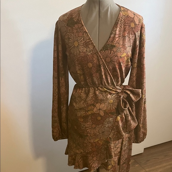 Beach Riot Floral Long Sleeve Dress - orange and Brown - Picture 2 of 10